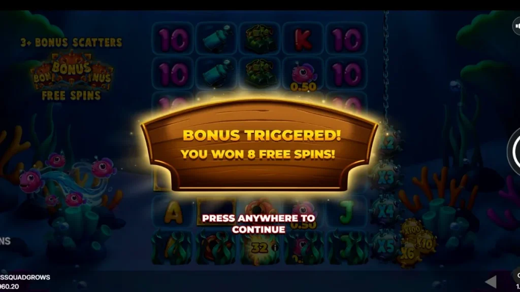 Fishin’ Madness Quadgrows slot game underwater theme with expanding reels and marine life.